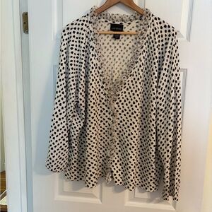 Lane Bryant Black and Cream Patterned Cardigan